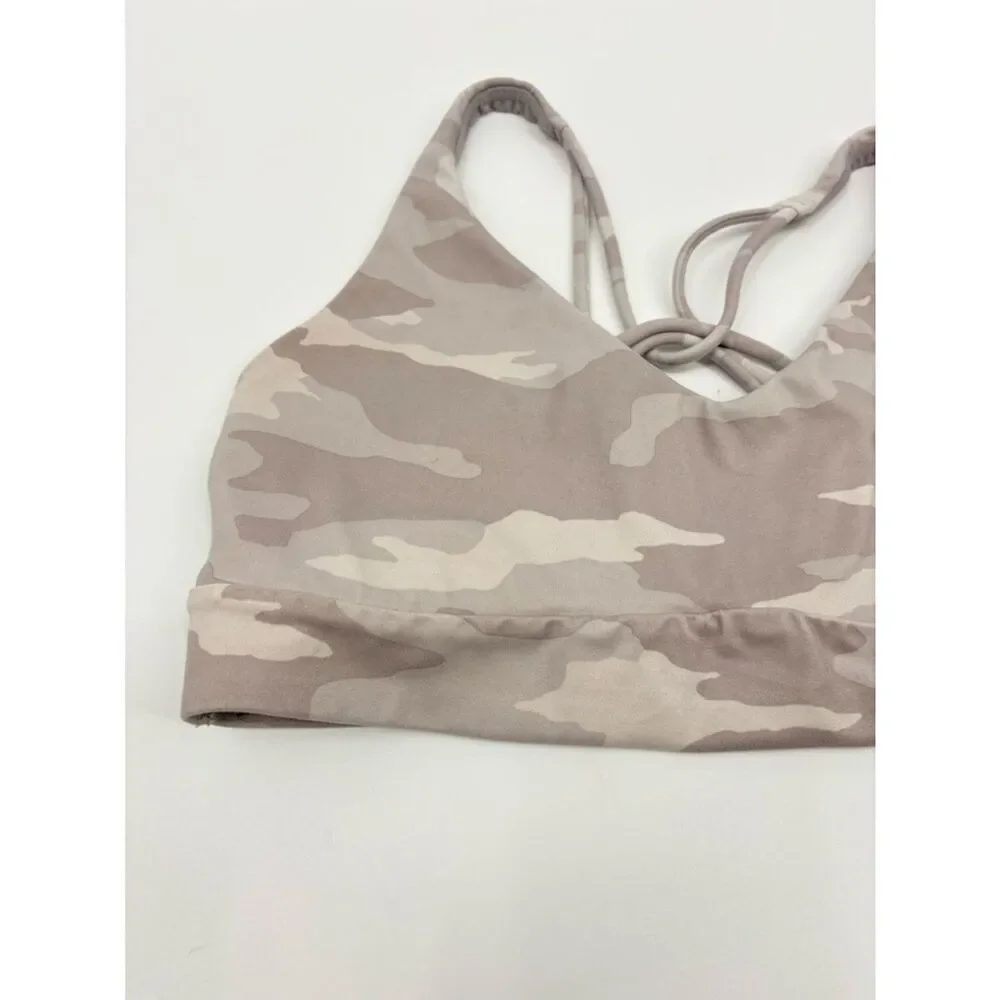 Athleta | Women's Taupe Camo Strappy Sports Bra